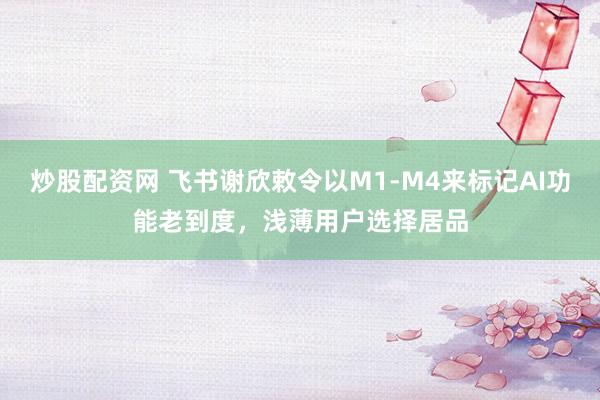 炒股配资网 飞书谢欣敕令以M1-M4来标记AI功能老到度，浅薄用户选择居品