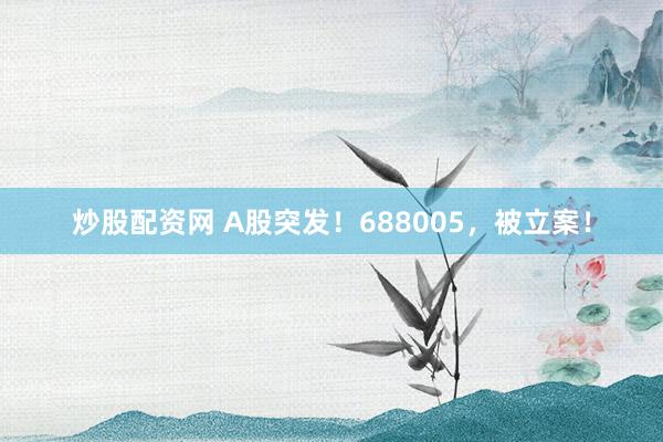 炒股配资网 A股突发！688005，被立案！
